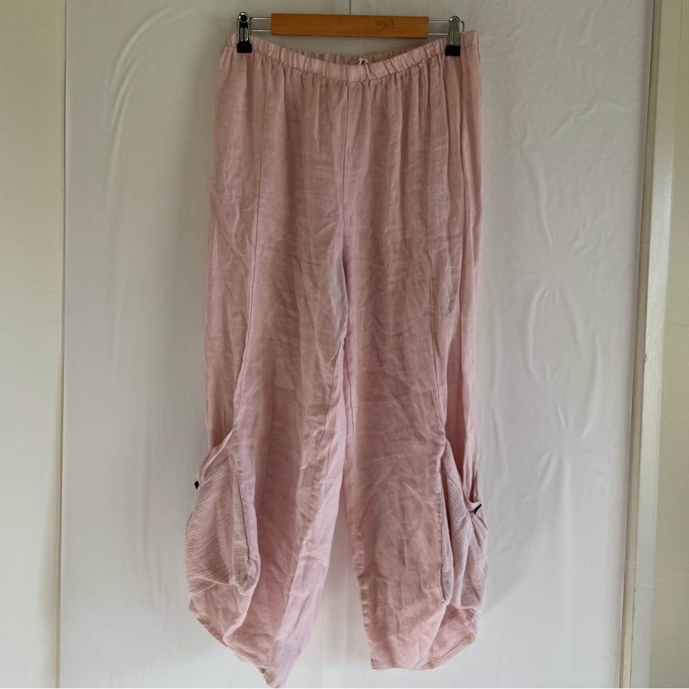 Gigi Moda Pink Linen Pants With Pockets by the Hem Size S